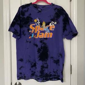 Space Jam Looney Tunes Basketball Purple + Black TieDye Tee T-Shirt